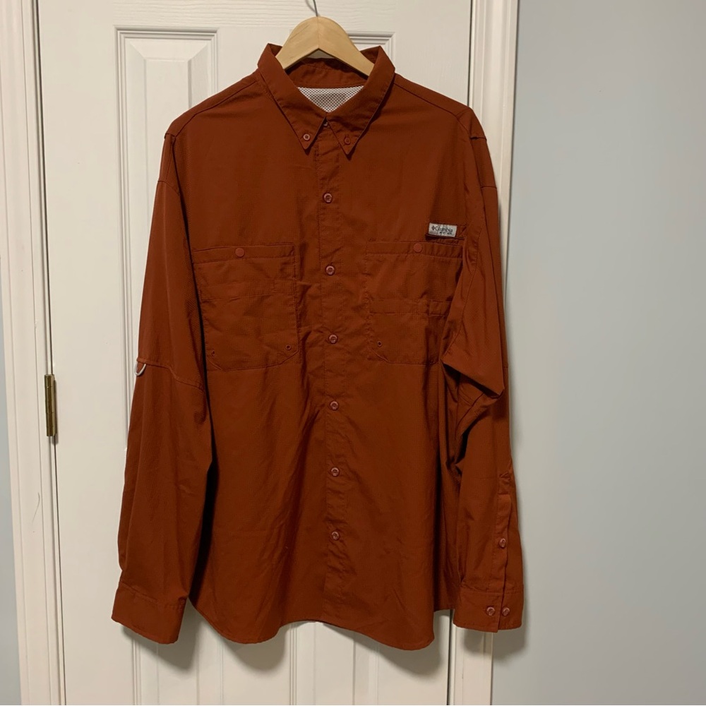 Columbia Burnt Orange Button-Up Shirt 2XL